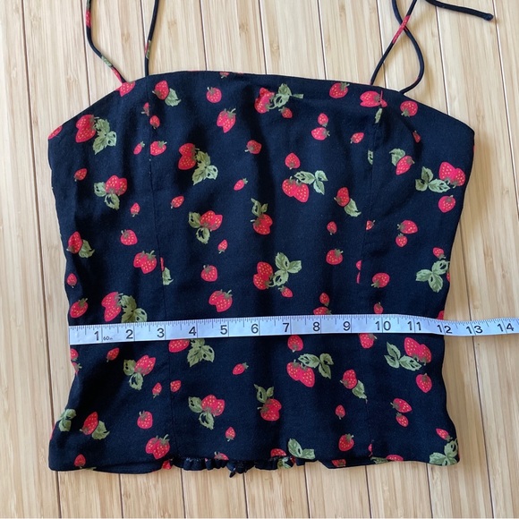 Reformation Black Strawberry Print Tank Top - Picture 6 of 13